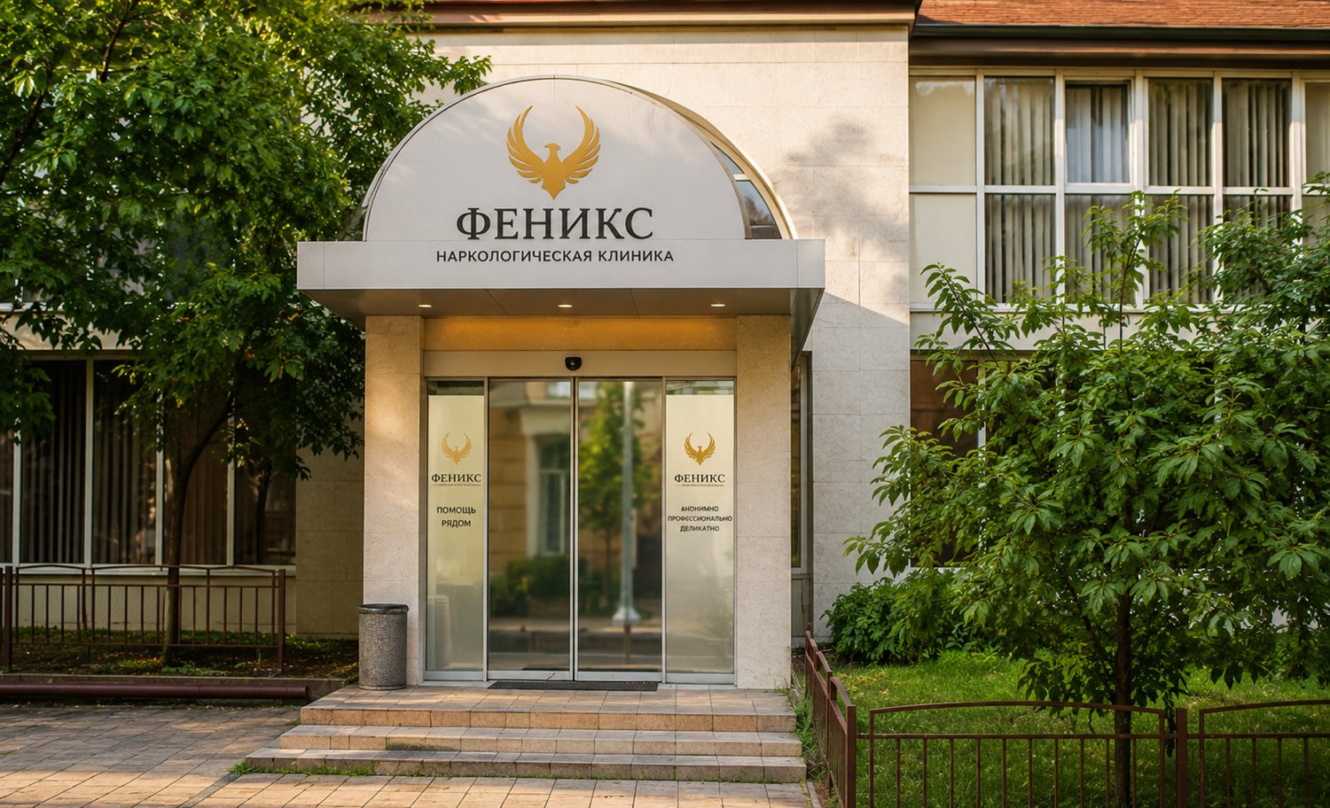 Вход в наркологическую клинику «Феникс» в Агрызе